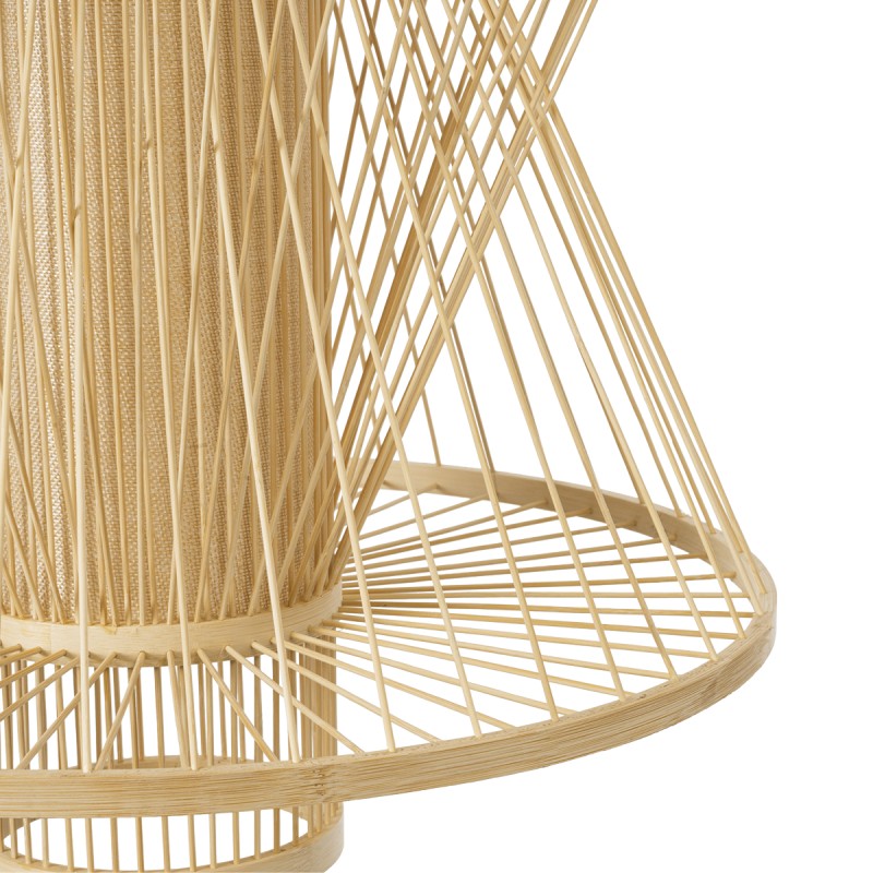 GloboStar® HIBISCUS 01931 Boho Κρεμαστό Φωτιστικό Πλέγμα Μονόφωτο 1 x E27 IP20 Μπεζ Ξύλο - Μ50 x Π50 x Υ60cm