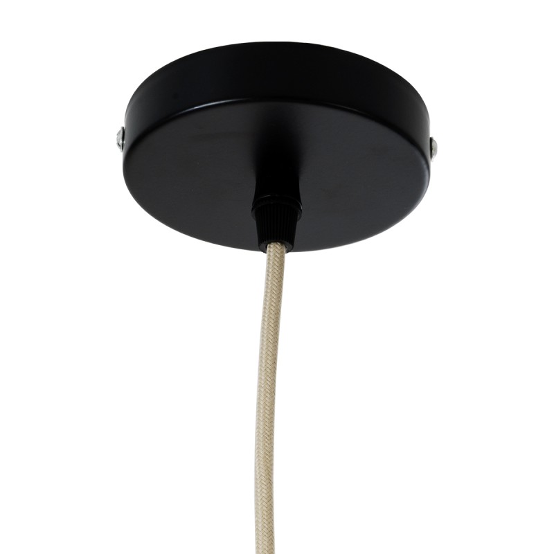 GloboStar® HIBISCUS 01934 Boho Κρεμαστό Φωτιστικό Πλέγμα Μονόφωτο 1 x E27 IP20 Μπεζ Ξύλο - Μ28 x Π28 x Υ28cm