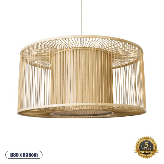 GloboStar® HIBISCUS 01936 Boho Κρεμαστό Φωτιστικό Πλέγμα Μονόφωτο 1 x E27 IP20 Μπεζ Ξύλο - Μ80 x Π80 x Υ38cm GloboStar® HIBISCUS 01936 Boho Κρεμαστό Φωτιστικό Πλέγμα Μονόφωτο 1 x E27 IP20 Μπεζ Ξύλο - Μ80 x Π80 x Υ38cm