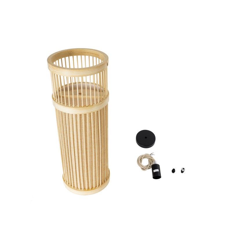 GLOBOSTAR® HIBISCUS 01937 Boho Κρεμαστό Φωτιστικό Οροφής με Ντουί 1 x E27 AC 220-240V IP20 - Μπεζ - Μ13 x Π13 x Υ35cm