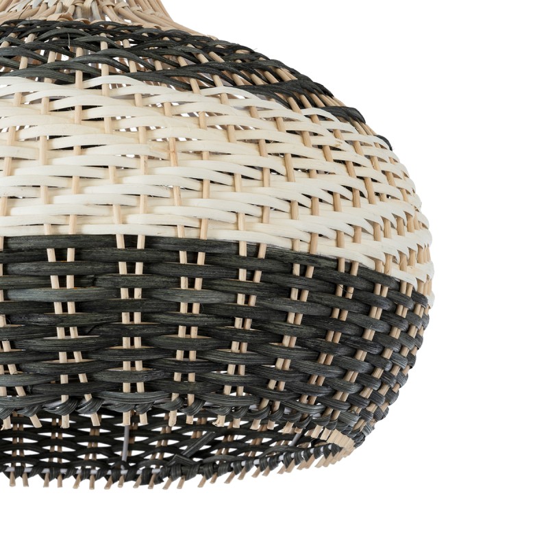 GloboStar® BARBADOS 01946 Boho Κρεμαστό Φωτιστικό Καμπάνα Μονόφωτο 1 x E27 IP20 Μπεζ & Χακί Ξύλο - Μ40 x Π40 x Υ34cm