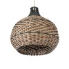 GloboStar® SEYCHELLES 01948 Boho Κρεμαστό Φωτιστικό Καμπάνα Μονόφωτο 1 x E27 IP20 Μπεζ, Χακί & Καφέ Ξύλο - Μ40 x Π40 x Υ40cm