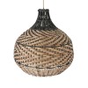 GloboStar® SEYCHELLES 01948 Boho Κρεμαστό Φωτιστικό Καμπάνα Μονόφωτο 1 x E27 IP20 Μπεζ, Χακί & Καφέ Ξύλο - Μ40 x Π40 x Υ40cm
