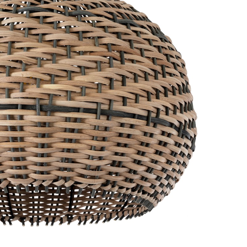 GloboStar® SEYCHELLES 01948 Boho Κρεμαστό Φωτιστικό Καμπάνα Μονόφωτο 1 x E27 IP20 Μπεζ, Χακί & Καφέ Ξύλο - Μ40 x Π40 x Υ40cm