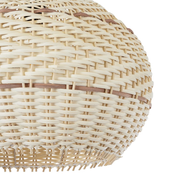 GloboStar® SANTACRUZ 01950 Boho Κρεμαστό Φωτιστικό Καμπάνα Μονόφωτο 1 x E27 IP20 Μπεζ & Καφέ Ξύλο - Μ40 x Π40 x Υ40cm