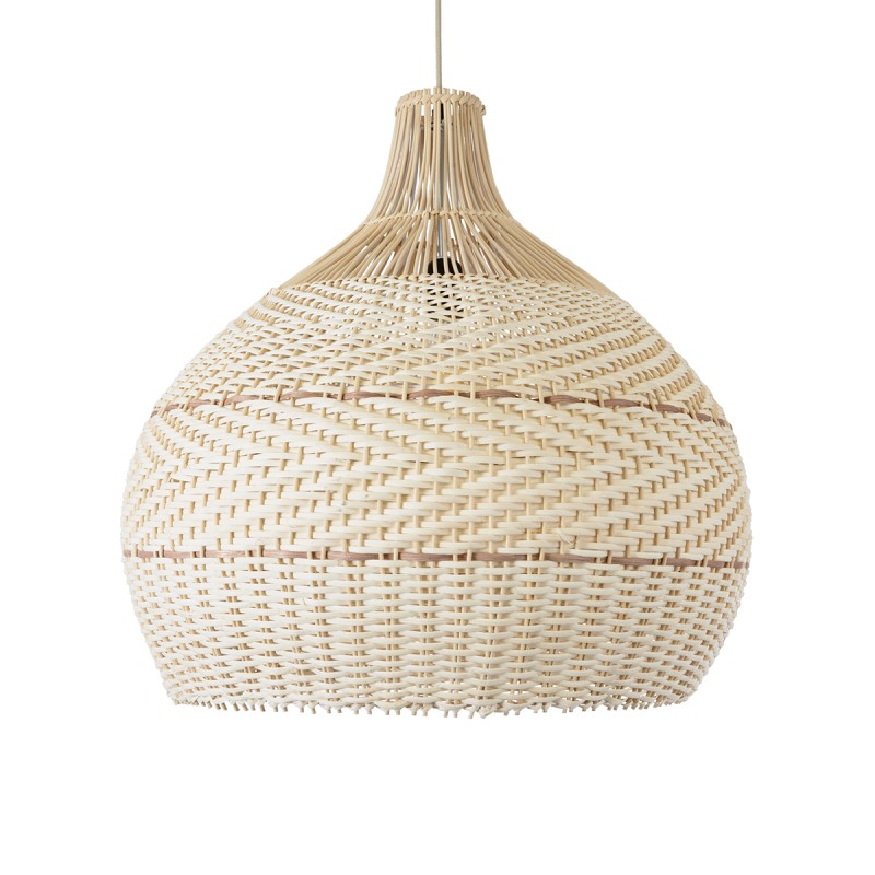 GloboStar® SANTACRUZ 01951 Boho Κρεμαστό Φωτιστικό Καμπάνα Μονόφωτο 1 x E27 IP20 Μπεζ & Καφέ Ξύλο - Μ60 x Π60 x Υ60cm