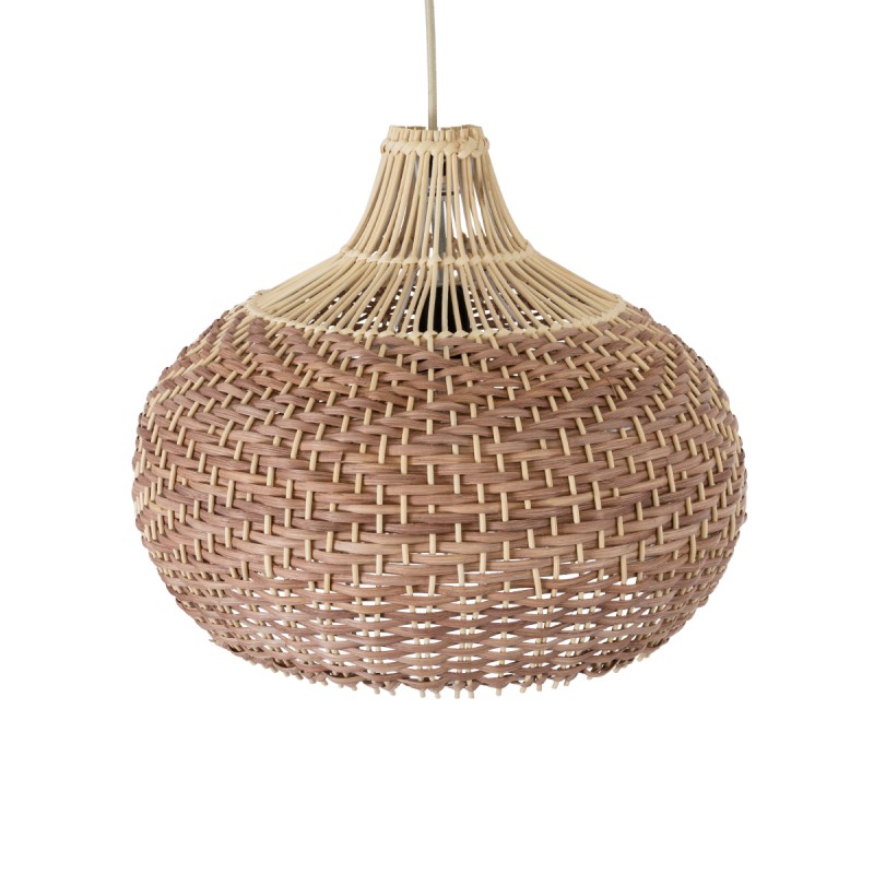 GloboStar® PANAMA 01952 Boho Κρεμαστό Φωτιστικό Καμπάνα Μονόφωτο 1 x E27 IP20 Καφέ & Μπεζ Ξύλο - Μ40 x Π40 x Υ34cm