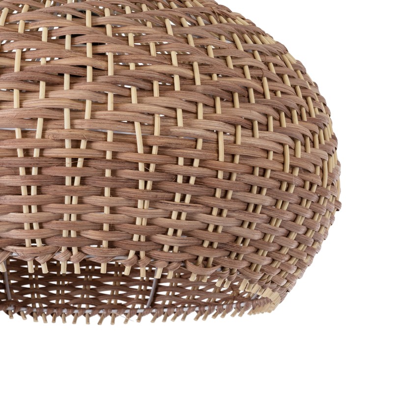 GloboStar® PANAMA 01952 Boho Κρεμαστό Φωτιστικό Καμπάνα Μονόφωτο 1 x E27 IP20 Καφέ & Μπεζ Ξύλο - Μ40 x Π40 x Υ34cm