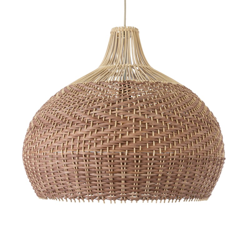 GloboStar® PANAMA 01953 Boho Κρεμαστό Φωτιστικό Καμπάνα Μονόφωτο 1 x E27 IP20 Καφέ & Μπεζ Ξύλο - Μ60 x Π60 x Υ60cm