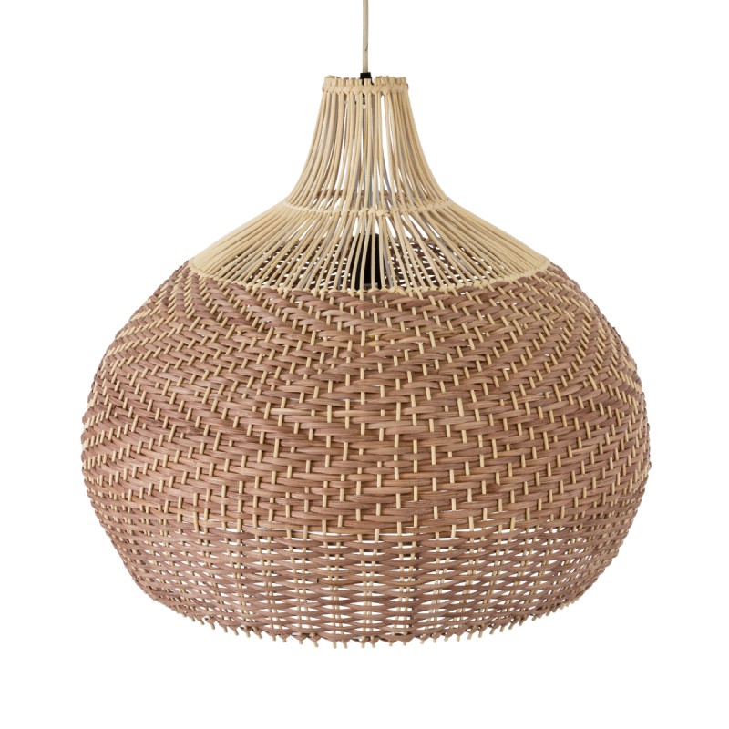 GloboStar® PANAMA 01953 Boho Κρεμαστό Φωτιστικό Καμπάνα Μονόφωτο 1 x E27 IP20 Καφέ & Μπεζ Ξύλο - Μ60 x Π60 x Υ60cm