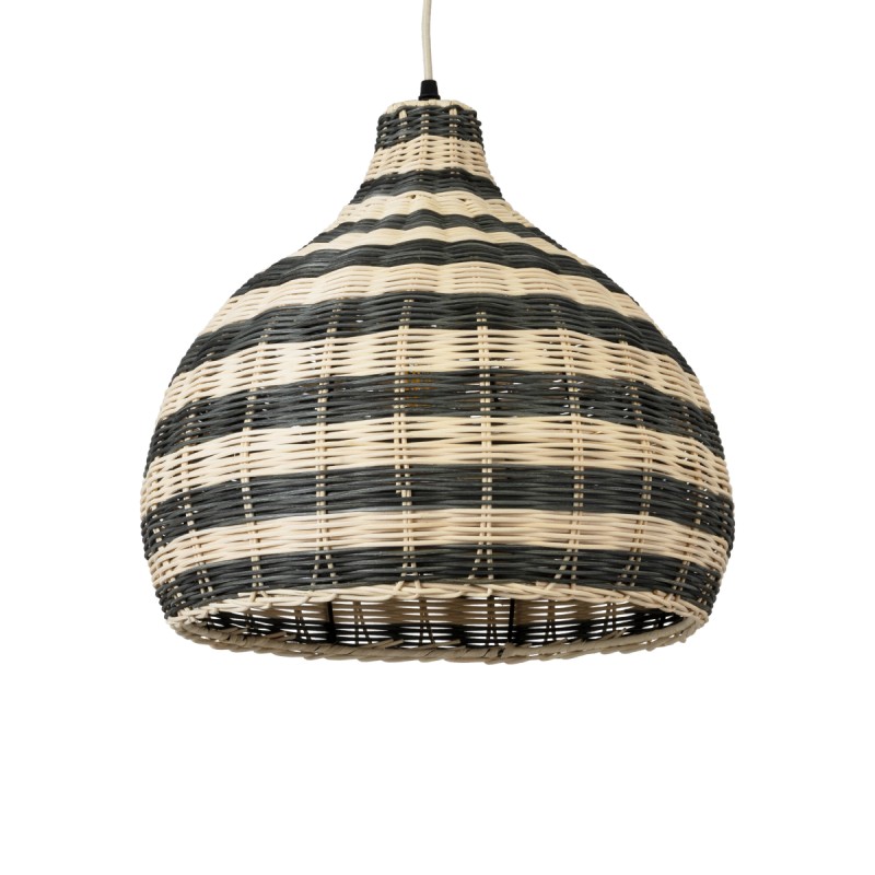 GloboStar® JAMAICA 01954 Boho Κρεμαστό Φωτιστικό Καμπάνα Μονόφωτο 1 x E27 IP20 Μπεζ & Χακί Ξύλο - Μ40 x Π40 x Υ37cm