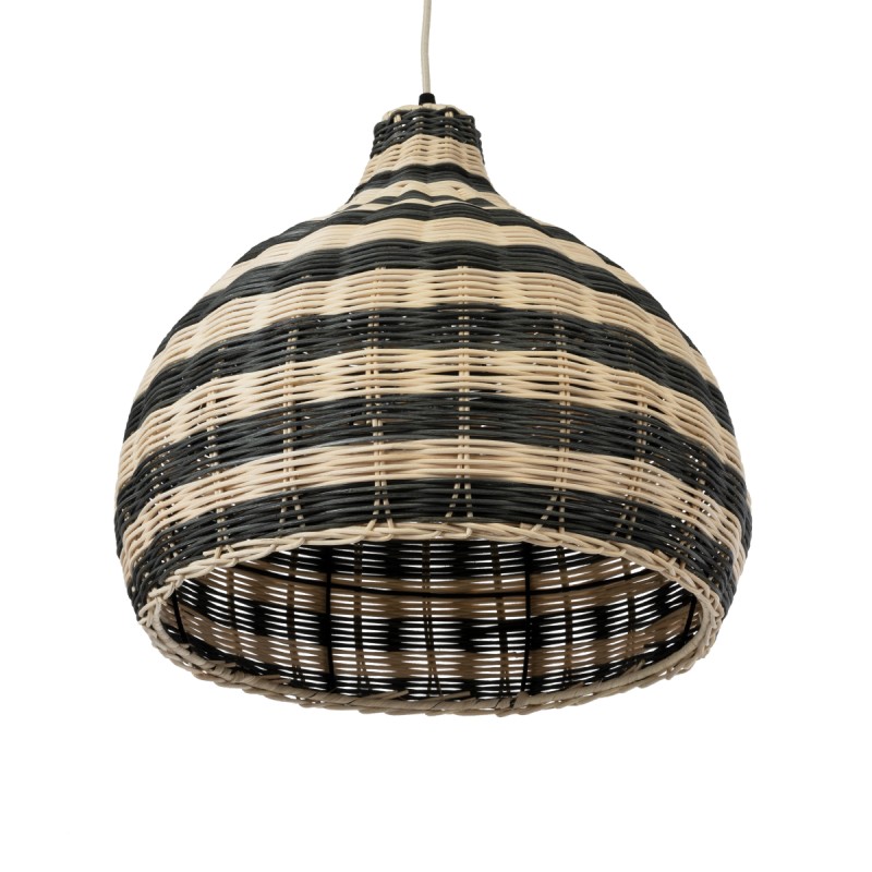 GloboStar® JAMAICA 01954 Boho Κρεμαστό Φωτιστικό Καμπάνα Μονόφωτο 1 x E27 IP20 Μπεζ & Χακί Ξύλο - Μ40 x Π40 x Υ37cm