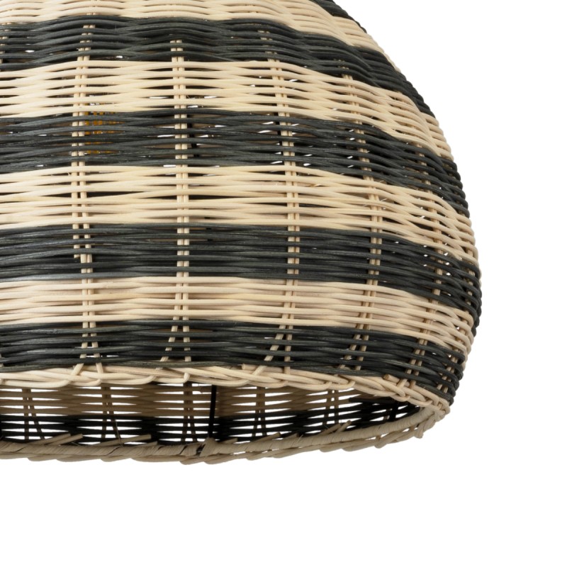 GloboStar® JAMAICA 01954 Boho Κρεμαστό Φωτιστικό Καμπάνα Μονόφωτο 1 x E27 IP20 Μπεζ & Χακί Ξύλο - Μ40 x Π40 x Υ37cm