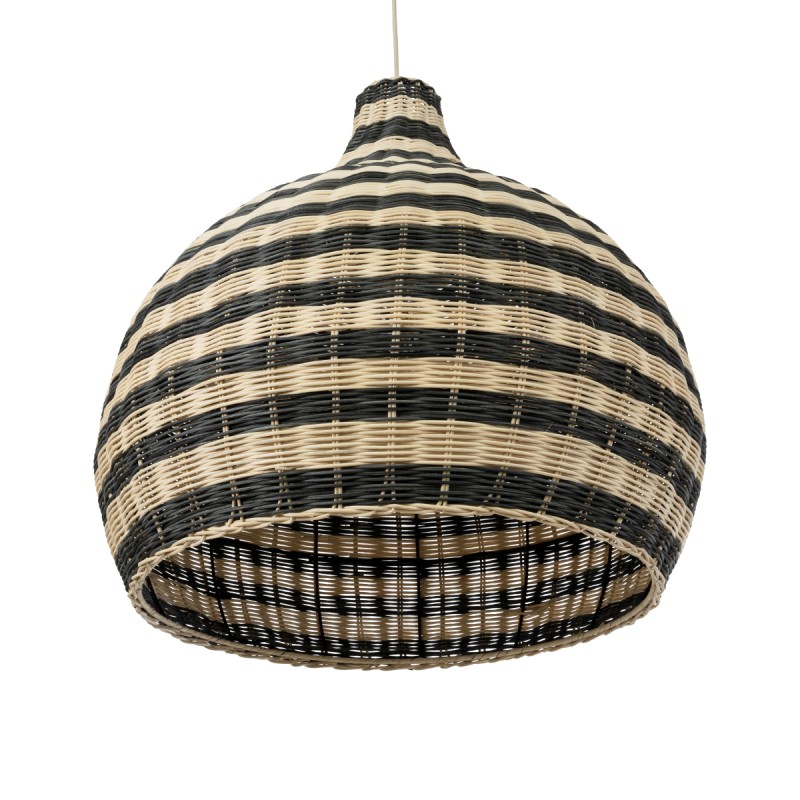 GloboStar® JAMAICA 01955 Boho Κρεμαστό Φωτιστικό Καμπάνα Μονόφωτο 1 x E27 IP20 Μπεζ & Χακί Ξύλο - Μ60 x Π60 x Υ60cm