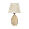 GloboStar® HASUMI 01956 Boho Επιτραπέζιο Φωτιστικό Πορτατίφ Μονόφωτο 1 x E27 AC220-240V IP20 - Φ23 x Υ40cm - Μπεζ Ξύλινο Ρατάν Πλέγμα με Μπεζ Καπέλο