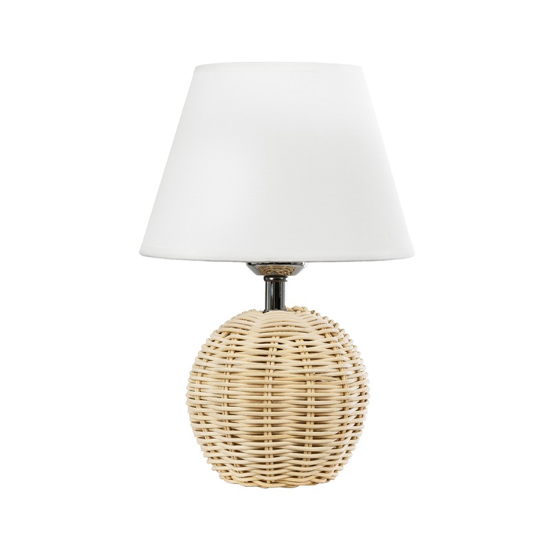 GLOBOSTAR® HASUMI 01957 Boho Επιτραπέζιο Φωτιστικό Πορτατίφ με Ντουί 1 x E27 AC 220-240V IP20 - Μπεζ & Λευκό - Μ19 x Π19 x Υ30cm