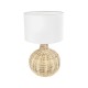 GloboStar® HASUMI 01959 Boho Επιτραπέζιο Φωτιστικό Πορτατίφ Μονόφωτο 1 x E27 IP20 Μπεζ Ξύλο με Λευκό Ύφασμα - Μ30 x Π30 x Υ50cm GloboStar® HASUMI 01959 Boho Επιτραπέζιο Φωτιστικό Πορτατίφ Μονόφωτο 1 x E27 AC220-240V IP20 - Φ30 x Υ50cm - Μπεζ Ξύλινο Ρατάν Πλέγμα με Λευκό Καπέλο