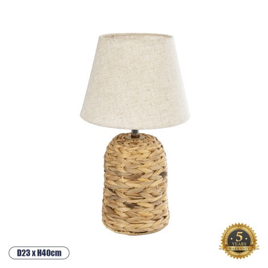 GloboStar® HOLOKAI 01960 Boho Επιτραπέζιο Φωτιστικό Πορτατίφ Μονόφωτο 1 x E27 AC220-240V IP20 - Φ23 x Υ40cm - Μπεζ Φυσική Ράφια Άχυρο Πλέγμα με Μπεζ Καπέλο GloboStar® HOLOKAI 01960 Boho Επιτραπέζιο Φωτιστικό Πορτατίφ Μονόφωτο 1 x E27 AC220-240V IP20 - Φ23 x Υ40cm - Μπεζ Φυσική Ράφια Άχυρο Πλέγμα με Μπεζ Καπέλο