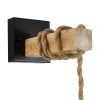 GloboStar® BELLARIVA 01961 Boho Επιτοίχιο Φωτιστικό Απλίκα Μονόφωτο 1 x E27 IP20 Μαύρο Μέταλλο, Μπεζ Σχοινί με Μπεζ Ξύλο - Μ10 x Π30 x Υ43cm