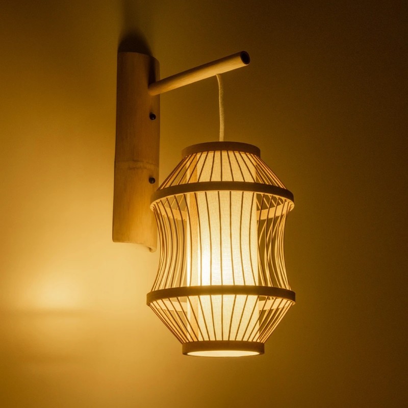 GLOBOSTAR® TULUM 01971 Boho Φωτιστικό Τοίχου - Απλίκα με Ντουί 1 x E27 AC 220-240V IP20 - Μπεζ - Μ24 x Π32 x Υ55cm