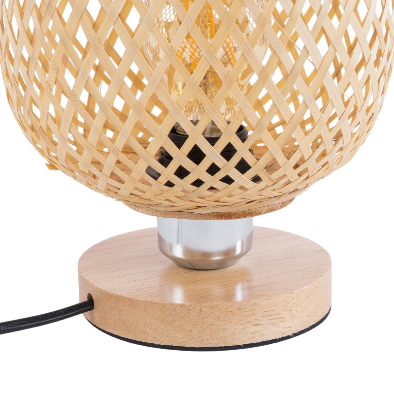 GLOBOSTAR® KERRY 01981 Boho Επιτραπέζιο Φωτιστικό Πορτατίφ με Ντουί 1 x E27 AC 220-240V IP20 - Μπεζ - Μ18 x Π18 x Υ25cm