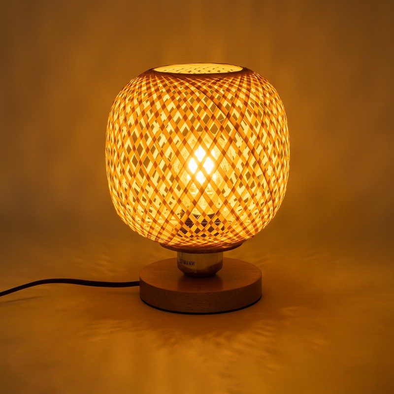 GLOBOSTAR® KERRY 01981 Boho Επιτραπέζιο Φωτιστικό Πορτατίφ με Ντουί 1 x E27 AC 220-240V IP20 - Μπεζ - Μ18 x Π18 x Υ25cm