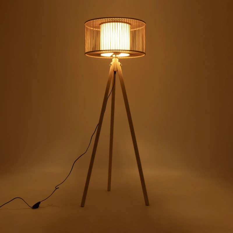 GloboStar® POPPY 01988 Boho Επιδαπέδιο Φωτιστικό Μονόφωτο 1 x E27 IP20 Μπεζ Ξύλο - Μ58 x Π58 x Υ145.5cm