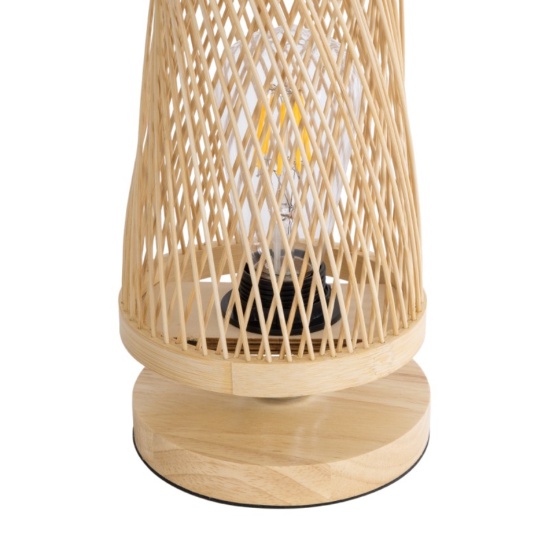 GLOBOSTAR® ROWAN 01994 Boho Επιτραπέζιο Φωτιστικό Πορτατίφ με Ντουί 1 x E27 AC 220-240V IP20 - Μπεζ - Μ17 x Π17 x Υ42cm