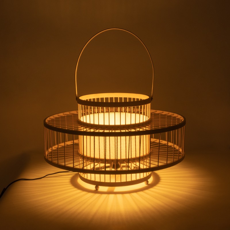 GLOBOSTAR® SORENIA 02003 Boho Επιδαπέδιο Φωτιστικό με Ντουί 1 x E27 AC 220-240V IP20 - Μπεζ - Μ48x Π48 x Υ27cm