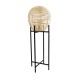 GloboStar® NERINA 02015 Boho Επιδαπέδιο Φωτιστικό Μονόφωτο 1 x E27 IP20 Μαύρο Μέταλλο με Μπεζ Ξύλο - Μ40 x Π40 x Υ115cm