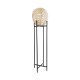 GloboStar® NERINA 02016 Boho Επιδαπέδιο Φωτιστικό Μονόφωτο 1 x E27 IP20 Μαύρο Μέταλλο με Μπεζ Ξύλο - Μ40 x Π40 x Υ160cm