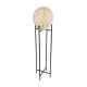 GloboStar® NERINA 02016 Boho Επιδαπέδιο Φωτιστικό Μονόφωτο 1 x E27 IP20 Μαύρο Μέταλλο με Μπεζ Ξύλο - Μ40 x Π40 x Υ160cm