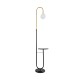 GloboStar® CORDELIA 02024 Μοντέρνο Επιδαπέδιο Φωτιστικό Μονόφωτο 1 x E27 IP20 Μαύρο & Χρυσό Αλουμίνιο, Λευκό Γυαλί με Μαύρο Μάρμαρο - Μ30 x Π38 x Υ180cm