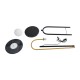 GloboStar® CORDELIA 02024 Μοντέρνο Επιδαπέδιο Φωτιστικό Μονόφωτο 1 x E27 IP20 Μαύρο & Χρυσό Αλουμίνιο, Λευκό Γυαλί με Μαύρο Μάρμαρο - Μ30 x Π38 x Υ180cm