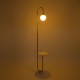 GloboStar® CORDELIA 02025 Μοντέρνο Επιδαπέδιο Φωτιστικό Μονόφωτο 1 x E27 IP20 Χρυσό Αλουμίνιο, Λευκό Γυαλί με Λευκό Μάρμαρο - Μ30 x Π38 x Υ180cm