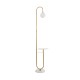 GloboStar® CORDELIA 02025 Μοντέρνο Επιδαπέδιο Φωτιστικό Μονόφωτο 1 x E27 IP20 Χρυσό Αλουμίνιο, Λευκό Γυαλί με Λευκό Μάρμαρο - Μ30 x Π38 x Υ180cm