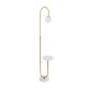GloboStar® CORDELIA 02025 Μοντέρνο Επιδαπέδιο Φωτιστικό Μονόφωτο 1 x E27 IP20 Χρυσό Αλουμίνιο, Λευκό Γυαλί με Λευκό Μάρμαρο - Μ30 x Π38 x Υ180cm