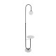 GloboStar® CORDELIA 02026 Μοντέρνο Επιδαπέδιο Φωτιστικό Μονόφωτο 1 x E27 IP20  - Μαύρο Αλουμίνιο, Λευκό Γυαλί με Λευκό Μάρμαρο - Μ30 x Π38 x Υ180cm