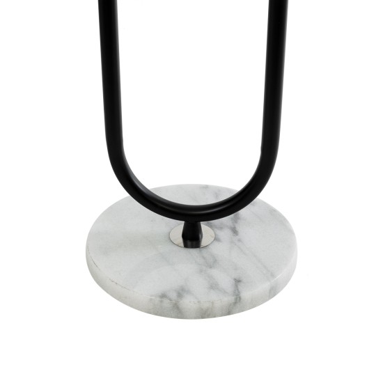 GloboStar® CORDELIA 02026 Μοντέρνο Επιδαπέδιο Φωτιστικό Μονόφωτο 1 x E27 IP20  - Μαύρο Αλουμίνιο, Λευκό Γυαλί με Λευκό Μάρμαρο - Μ30 x Π38 x Υ180cm