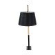 GloboStar® KELSIE 02029 Μοντέρνο Επιδαπέδιο Φωτιστικό Μονόφωτο 1 x E27 IP20 Μαύρο Μέταλλο, Μαύρο Ύφασμα με Μπεζ Ξύλο - Μ40 x Π125 x Υ140cm