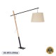 GloboStar® KELSIE 02030 Μοντέρνο Επιδαπέδιο Φωτιστικό Μονόφωτο 1 x E27 IP20 Μαύρο Μέταλλο, Μπεζ Ύφασμα με Μπεζ Ξύλο - Μ40 x Π125 x Υ140cm