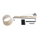 GloboStar® KELSIE 02030 Μοντέρνο Επιδαπέδιο Φωτιστικό Μονόφωτο 1 x E27 IP20 Μαύρο Μέταλλο, Μπεζ Ύφασμα με Μπεζ Ξύλο - Μ40 x Π125 x Υ140cm