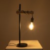 GloboStar® MINDELO 02032 Μοντέρνο Επιτραπέζιο Φωτιστικό Μονόφωτο 1 x E27 AC220-240V IP20 - Μ25 x Π15 x Υ60cm - Μαύρο Μεταλλικό Σώμα με Μπεζ Ξύλινη Βάση