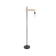 GloboStar® MINDELO 02033 Μοντέρνο Επιδαπέδιο Φωτιστικό Μονόφωτο 1 x E27 IP20 Μαύρο Μέταλλο με Μπεζ Ξύλο - Μ35 x Π24 x Υ150cm