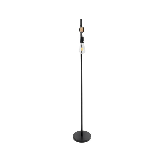 GloboStar® MINDELO 02033 Μοντέρνο Επιδαπέδιο Φωτιστικό Μονόφωτο 1 x E27 IP20 Μαύρο Μέταλλο με Μπεζ Ξύλο - Μ35 x Π24 x Υ150cm