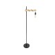 GloboStar® MINDELO 02033 Μοντέρνο Επιδαπέδιο Φωτιστικό Μονόφωτο 1 x E27 IP20 Μαύρο Μέταλλο με Μπεζ Ξύλο - Μ35 x Π24 x Υ150cm
