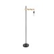 GloboStar® MINDELO 02033 Μοντέρνο Επιδαπέδιο Φωτιστικό Μονόφωτο 1 x E27 IP20 Μαύρο Μέταλλο με Μπεζ Ξύλο - Μ35 x Π24 x Υ150cm