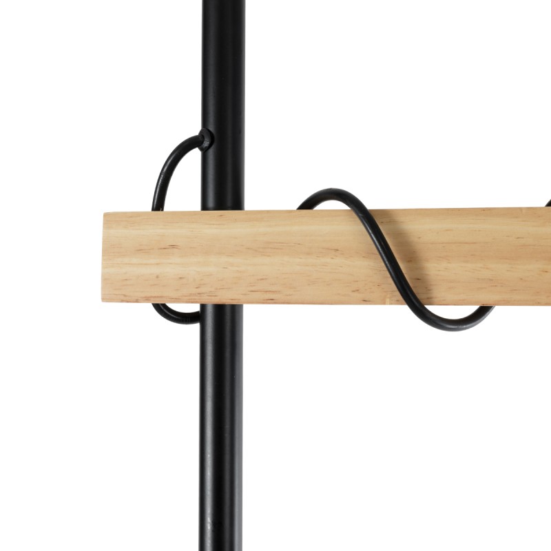 GloboStar® MINDELO 02033 Μοντέρνο Επιδαπέδιο Φωτιστικό Μονόφωτο 1 x E27 IP20 Μαύρο Μέταλλο με Μπεζ Ξύλο - Μ35 x Π24 x Υ150cm