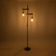 GloboStar® MINDELO 02034 Μοντέρνο Επιδαπέδιο Φωτιστικό Μονόφωτο 2 x E27 IP20 Μαύρο Μέταλλο με Μπεζ Ξύλο - Μ40 x Π24 x Υ175cm