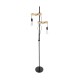 GloboStar® MINDELO 02034 Μοντέρνο Επιδαπέδιο Φωτιστικό Μονόφωτο 2 x E27 IP20 Μαύρο Μέταλλο με Μπεζ Ξύλο - Μ40 x Π24 x Υ175cm